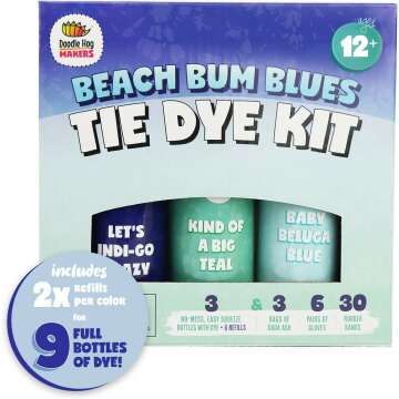 Blue Colors Tie Dye Kit - Custom Summer Fun with 6 Refills