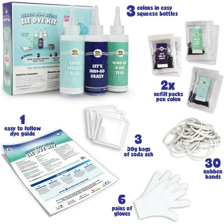 Summer Fun Blue Tie Dye Kit with 6 Refills