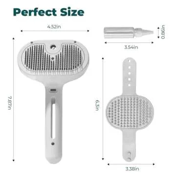 Tiny Hugs 4-in-1 Grooming Tool: Self-Cleaning Brush for Detangling Pet Fur, Steam Feature, and Bath Supplies