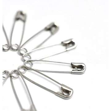 1000 Pack Safety Pins,1.5Inch/38mm Safety Pins Bulk,Safety Pin Size 2,Small Safety Pins with a Convenient Box,Safety Pins for Clothes Home Office