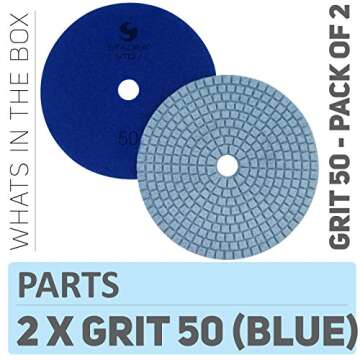 Stadea PPW119D Diamond Polishing Pads 4 Inch Grit 50 - For Concrete Marble Terrazzo Floor Granite St...