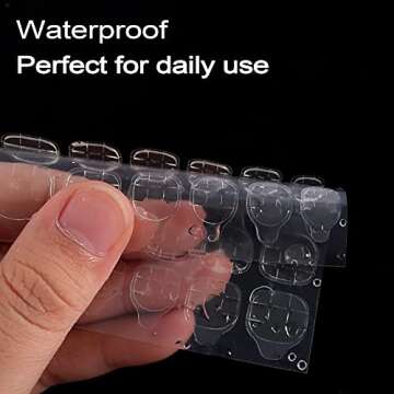 Laza 1200 Pcs Thin Breathable Adhesive Tabs Fake Nail Glue Sticker 50 Sheets Super Sticky Double Sided Tips (Germany Jelly Gel) Flexible for Acrylic False Nails Manicure Tape