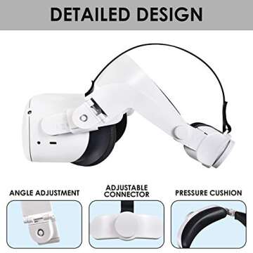 Quest 2 Elite Strap Replacement - Adjustable Head Strap Headband Enhanced Support and Reduce Head Pressure in VR Gaming Headset - Comfortable Protective Halo Strap Accessories for Quest2