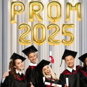 Prom 2025 Balloons Gold Prom 2025 Banner 16 inch Mylar letter Balloons Prom 2025 Sign Decoration for Graduation Party Birthday Retirement Class of 2025 Congrats Grad Party Supplies