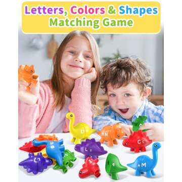 26PCS Dinosaur Alphabet Learning Toys for Toddlers Kids 3-5, Montessori Educational Easter Toys Gift...