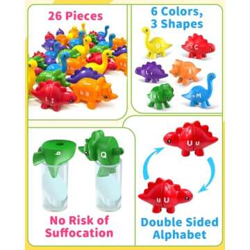 26PCS Dinosaur Learning Toys for Kids 3-5 Years