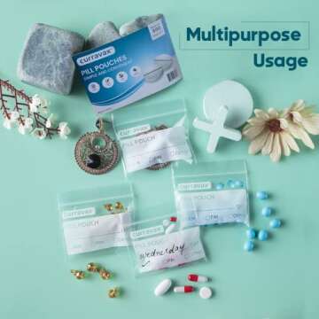 CURRAVAX Pill Bags Pack of 500 - BPA Free 3 x 2.75 inch Pill Pouch - Reusable Pill Pouches for Medicine with Write on Label –Clear Ziplock Pill Baggies for Travel Medicine Organizer