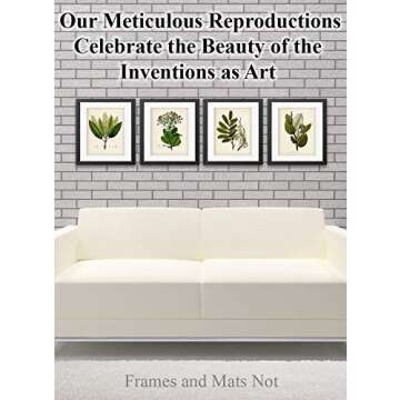 Botanical Wall Art - Set of Four Sage Wall Art Prints, Vintage Botanical Prints (8x10) Unframed - Sage Bathroom Accessories Kitchen Botanical Decor, Plant Poster Green Prints, Nature Plant Prints