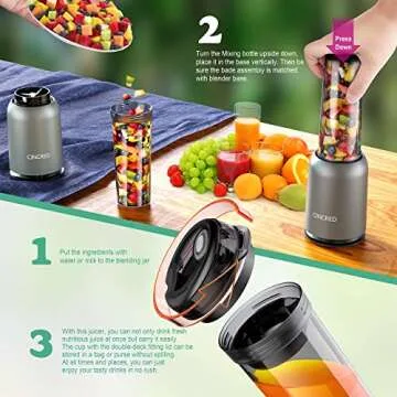 Cincred Personal Blender - Smoothie Blender for Milkshake, Fruit Vegetables Drinks, Smoothie,Small Mini Food Blenders Processor Shake Mixer Maker with 400ML Travel Cup