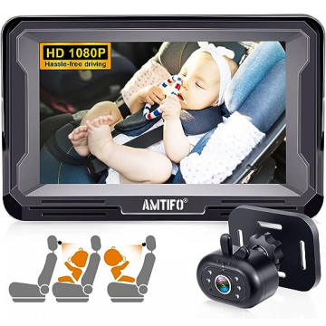 AMTIFO Baby Car Camera with Night Vision - Easy Install & 360° Rotation