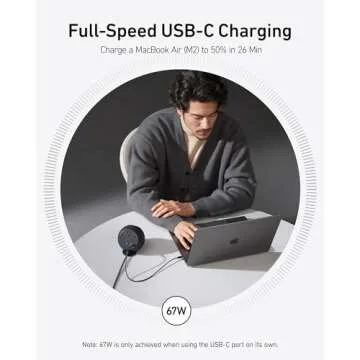 Anker MagGo Magnetic Charging Station, Qi2 Certified 15W Ultra-Fast MagSafe Wireless Charger for iPhone 15/14/13, 8-in-1 Power Strip with 3 AC and 4 USB Desktop Charger for MacBook and More