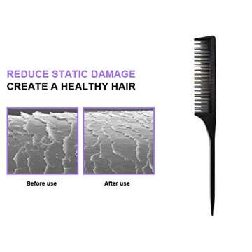 Professional Teasing Comb, Tail Comb for Root Teasing for Thin, Add Volume Fine and Normal Hair Types, Hair Comb For Women And Men, 8.75 Inches Black 5