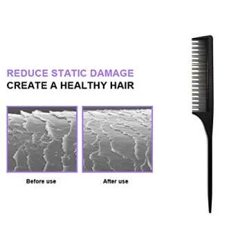 Professional Teasing Comb, Tail Comb for Root Teasing for Thin, Add Volume Fine and Normal Hair Types, Hair Comb For Women And Men, 8.75 Inches Black 5
