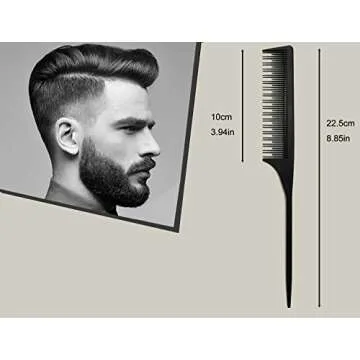 Professional Teasing Comb, Tail Comb for Root Teasing for Thin, Add Volume Fine and Normal Hair Types, Hair Comb For Women And Men, 8.75 Inches Black 5