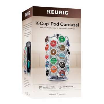 Keurig Storage Carousel, Coffee Pod Storage, Holds up to 36 Keurig K-Cup Pods, Silver