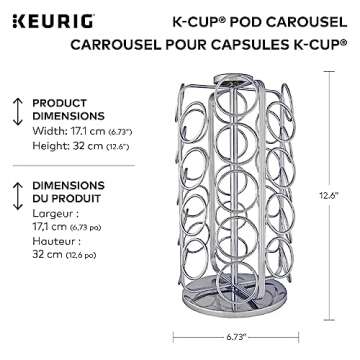 Keurig Storage Carousel, Coffee Pod Storage, Holds up to 36 Keurig K-Cup Pods, Silver