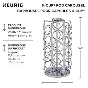 Keurig Storage Carousel, Coffee Pod Storage, Holds up to 36 Keurig K-Cup Pods, Silver