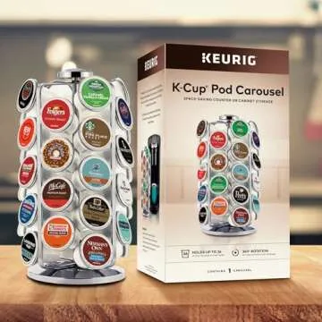 Keurig Storage Carousel, Coffee Pod Storage, Holds up to 36 Keurig K-Cup Pods, Silver