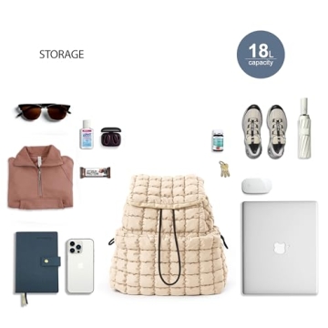 ODODOS Quilted Backpack Lightweight Puffer Hiker Pack for Women
