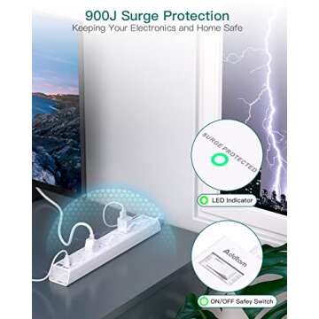 Power Strip with USB C - 6 Outlets & 4 USB Ports