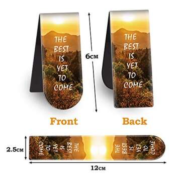 Magnetic Bookmarks, 46PCS Inspirational Slogan Nature Scenery Pattern Bookmarks, Encourage Yourself Book Mark for Book Lovers, Women, Man, Kids, Students, Teachers, School, Home(2.4 x 1 inch)