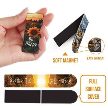 Magnetic Bookmarks, 46PCS Inspirational Slogan Nature Scenery Pattern Bookmarks, Encourage Yourself Book Mark for Book Lovers, Women, Man, Kids, Students, Teachers, School, Home(2.4 x 1 inch)