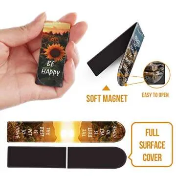 Magnetic Bookmarks, 46PCS Inspirational Slogan Nature Scenery Pattern Bookmarks, Encourage Yourself Book Mark for Book Lovers, Women, Man, Kids, Students, Teachers, School, Home(2.4 x 1 inch)