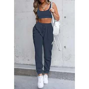 VamJump Women's Sports Bra and Sweatpants Lounge Set