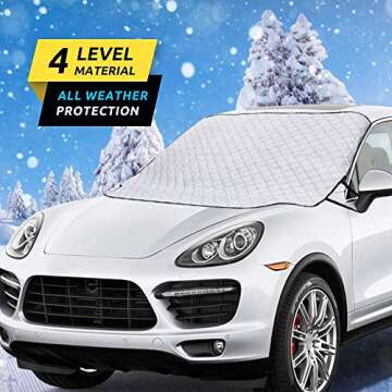 HEHUI Car Windshield Snow Cover,Car Windshield Snow Ice Cover with 4 Layers Protection,Snow,Ice,Sun,...
