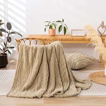 YUSOKI Sherpa Twin XL Blanket-3D Stylish Design Super Soft Fuzzy Cozy Warm Blanket Thick Plush Fluffy Furry Blankets for Teen Girls Women Couch Bed Sofa Chair Men Boys Gift(Tan,65"x90")