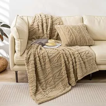 YUSOKI Sherpa Twin XL Blanket-3D Stylish Design Super Soft Fuzzy Cozy Warm Blanket Thick Plush Fluffy Furry Blankets for Teen Girls Women Couch Bed Sofa Chair Men Boys Gift(Tan,65"x90")