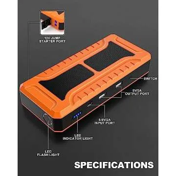 SYPOM Car Jump Starter, 4000A Peak Battery Jump Starter (for All Gas or Up to 10L Diesel), Portable Battery Booster Power Pack, 12V Auto Jump Box with LED Light,Power Bank, USB Quick Charge