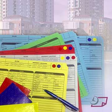 Real Estate Listing Folder – Right Panel List, Pre-Printed on Durable Card Stock with Closing Checklist and Color-Coded Dots for Organizing from NextDayLabels (Gray, Letter Size | Pack of 25)