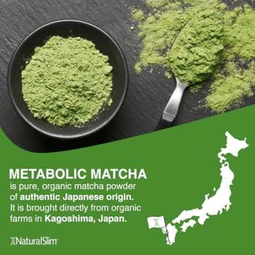 NaturalSlim Metabolic Organic Matcha Powder Authentic Japanese Matcha Green Tea Powder - Antioxidant & Anti-Aging Pure Matcha Green Tea for Metabolism, Energy, and Concentration - 1.06 Oz