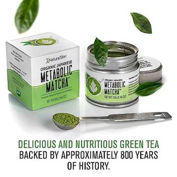 NaturalSlim Metabolic Organic Matcha Powder Authentic Japanese Matcha Green Tea Powder - Antioxidant & Anti-Aging Pure Matcha Green Tea for Metabolism, Energy, and Concentration - 1.06 Oz