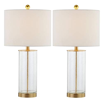 HIGHTRY Modern Glass Table Lamps Set of 2, 3-Way Dimmable Bubble Glass Nightstand Lamp for Living Ro...