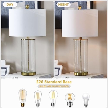 HIGHTRY 3-Way Dimmable Glass Table Lamps Set of 2