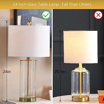 HIGHTRY 3-Way Dimmable Glass Table Lamps Set of 2