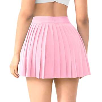 DERCA Womens Pleated Tennis Skirt with Pockets Shorts Golf Skort Workout Running Casual Athletic Sports Skirts(Pink,XX-Large)