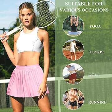 DERCA Womens Pleated Tennis Skirt with Pockets Shorts Golf Skort Workout Running Casual Athletic Sports Skirts(Pink,XX-Large)