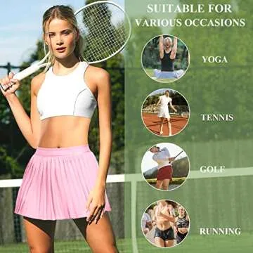 DERCA Womens Pleated Tennis Skirt with Pockets Shorts Golf Skort Workout Running Casual Athletic Sports Skirts(Pink,XX-Large)
