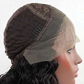 Dorosy Hair 13x4 Lace Front Wigs Loose Curly Wigs for Black Women Synthetic Heat Resistant Fiber 180% Density Swiss Lace Wigs with Baby Hair(24 inch 1B)