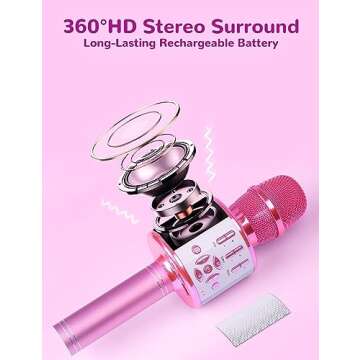 Amazmic Karaoke Microphone for Kids | Multi-Function with Lights