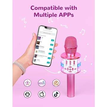 Amazmic Kids Karaoke Microphone with Lights and Bluetooth