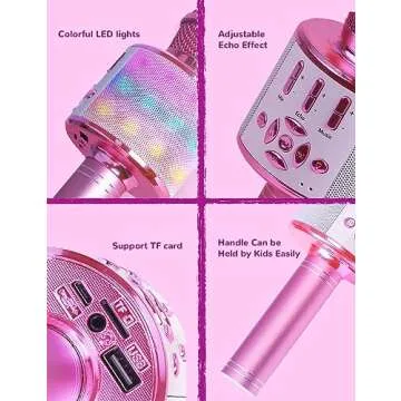 Amazmic Kids Karaoke Microphone with Lights and Bluetooth