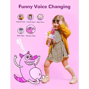 Amazmic Kids Karaoke Microphone with Lights and Bluetooth