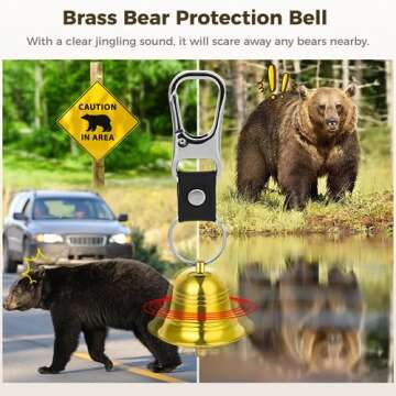 1.5“ Load Bear Bell with Whistle Set, 3 in 1 Bear Bell with Silencer, Emergency Whistle and Carabiner for Outdoor Hikers Fishers
