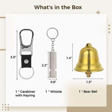 1.5“ Load Bear Bell with Whistle Set, 3 in 1 Bear Bell with Silencer, Emergency Whistle and Carabiner for Outdoor Hikers Fishers