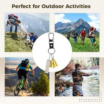 1.5“ Load Bear Bell with Whistle Set, 3 in 1 Bear Bell with Silencer, Emergency Whistle and Carabiner for Outdoor Hikers Fishers