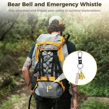 1.5“ Load Bear Bell with Whistle Set, 3 in 1 Bear Bell with Silencer, Emergency Whistle and Carabiner for Outdoor Hikers Fishers